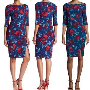 Black Halo Floral 3/4 Sleeve Sheath Dress